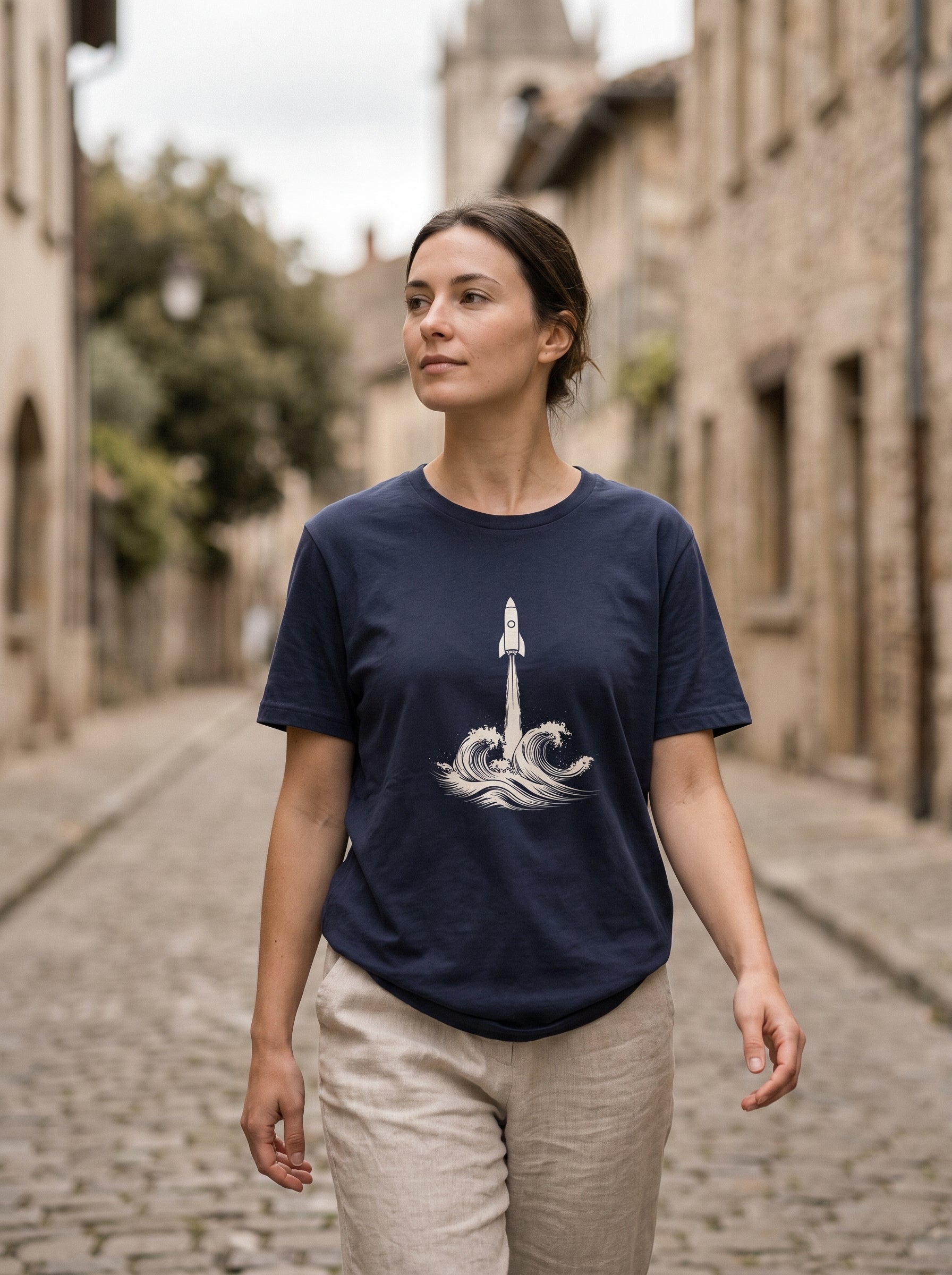 Rocket Launch Wave T-Shirt | Minimalist Graphic Tee | Eeviore