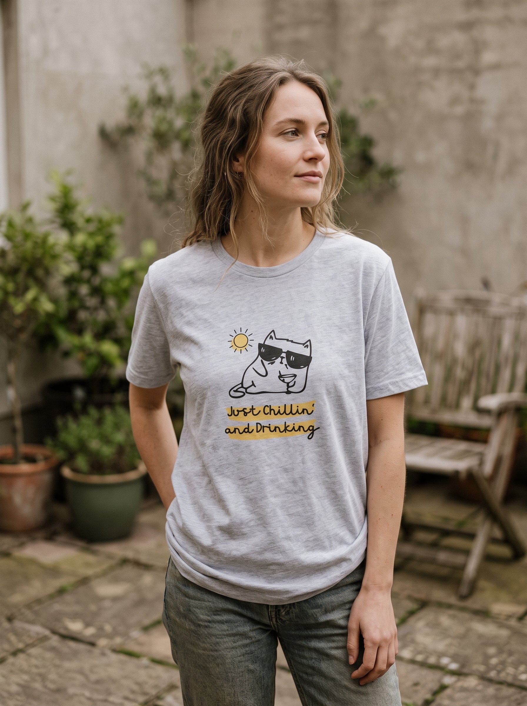 Just Chillin' and Drinking Cat T-Shirt | Eeviore