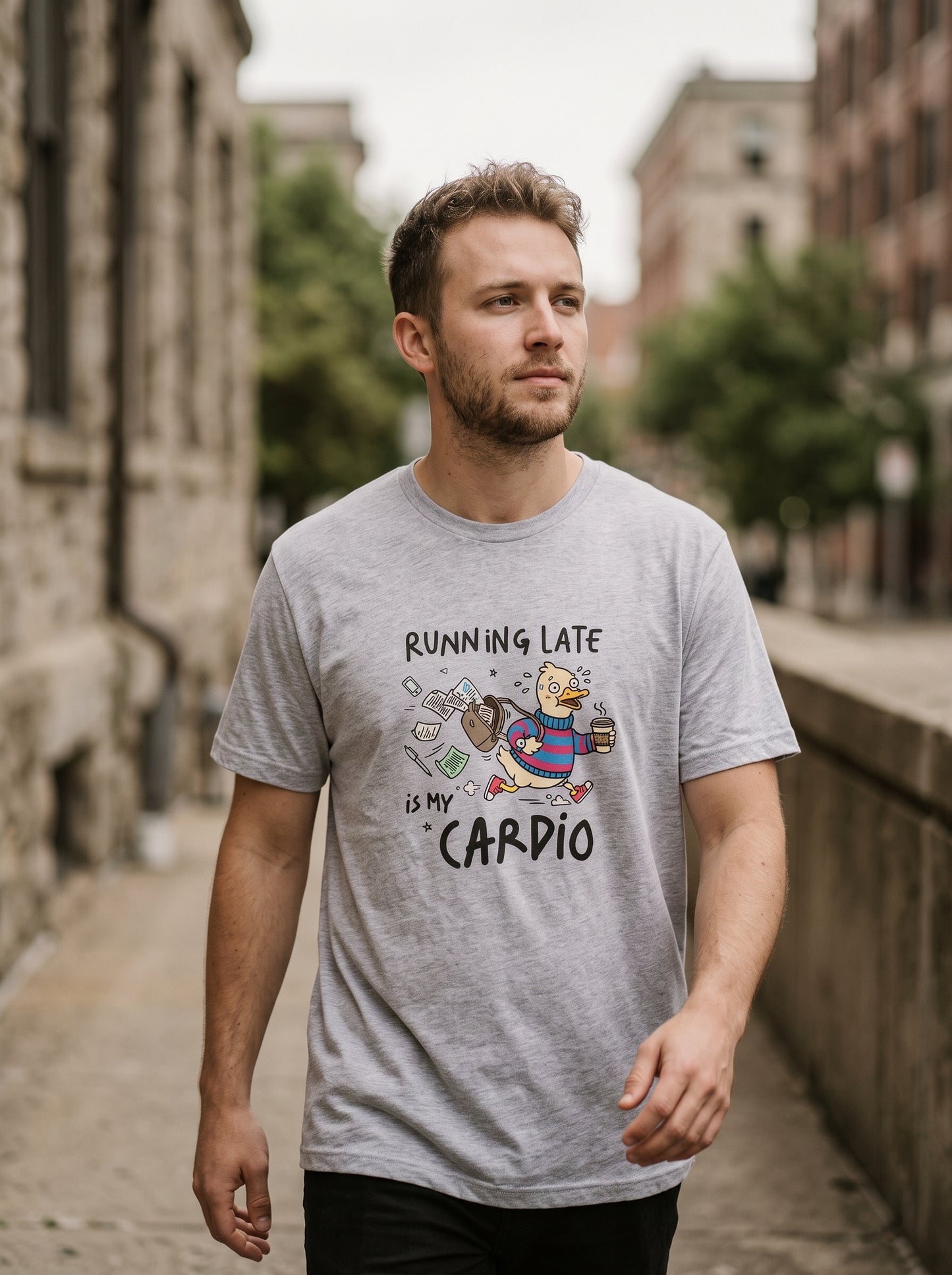 Running Late Is My Cardio Funny Goose T-Shirt | Eeviore