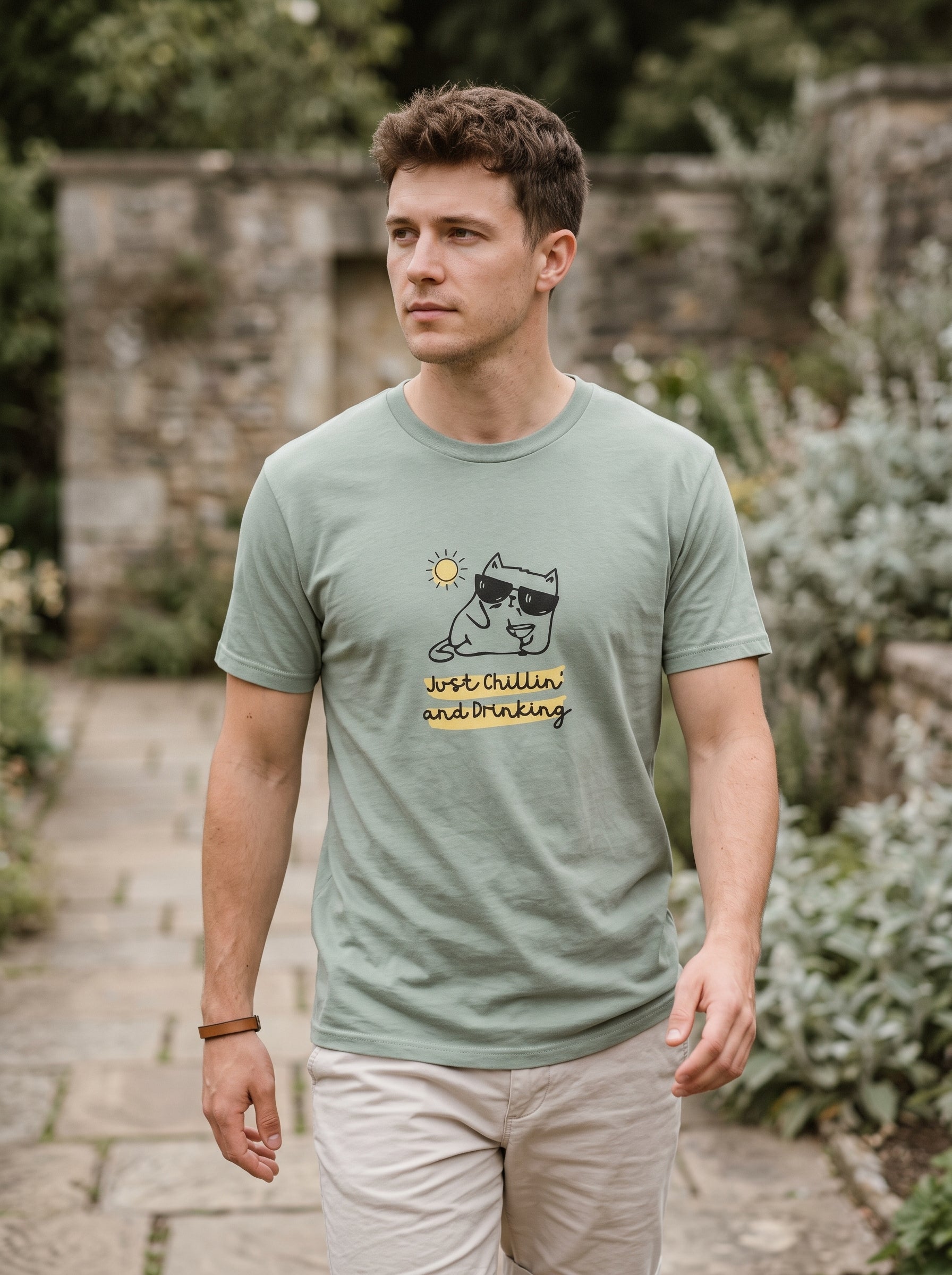 Just Chillin' and Drinking Cat T-Shirt | Eeviore