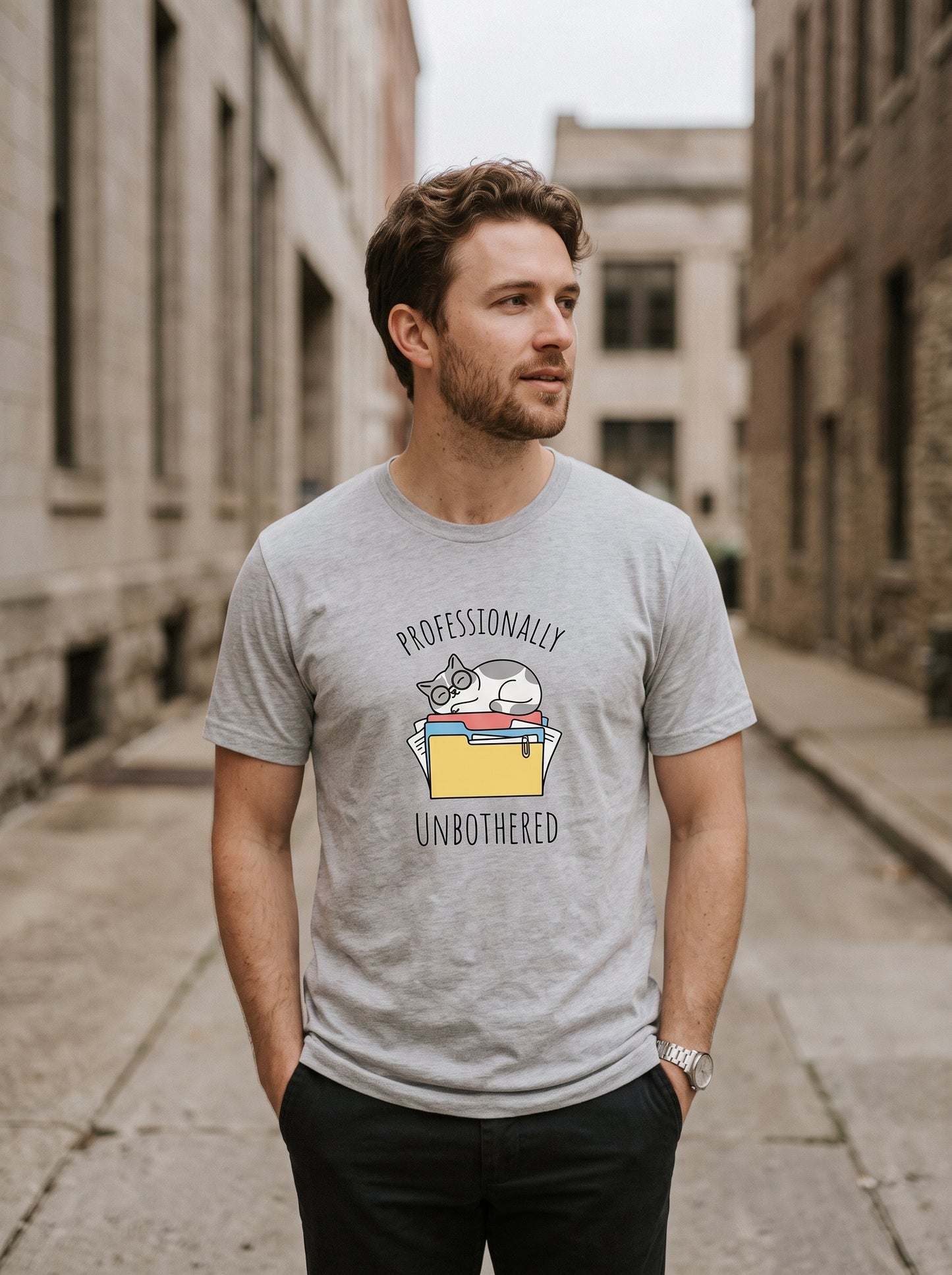 Professionally Unbothered Funny Cat T-Shirt | Eeviore