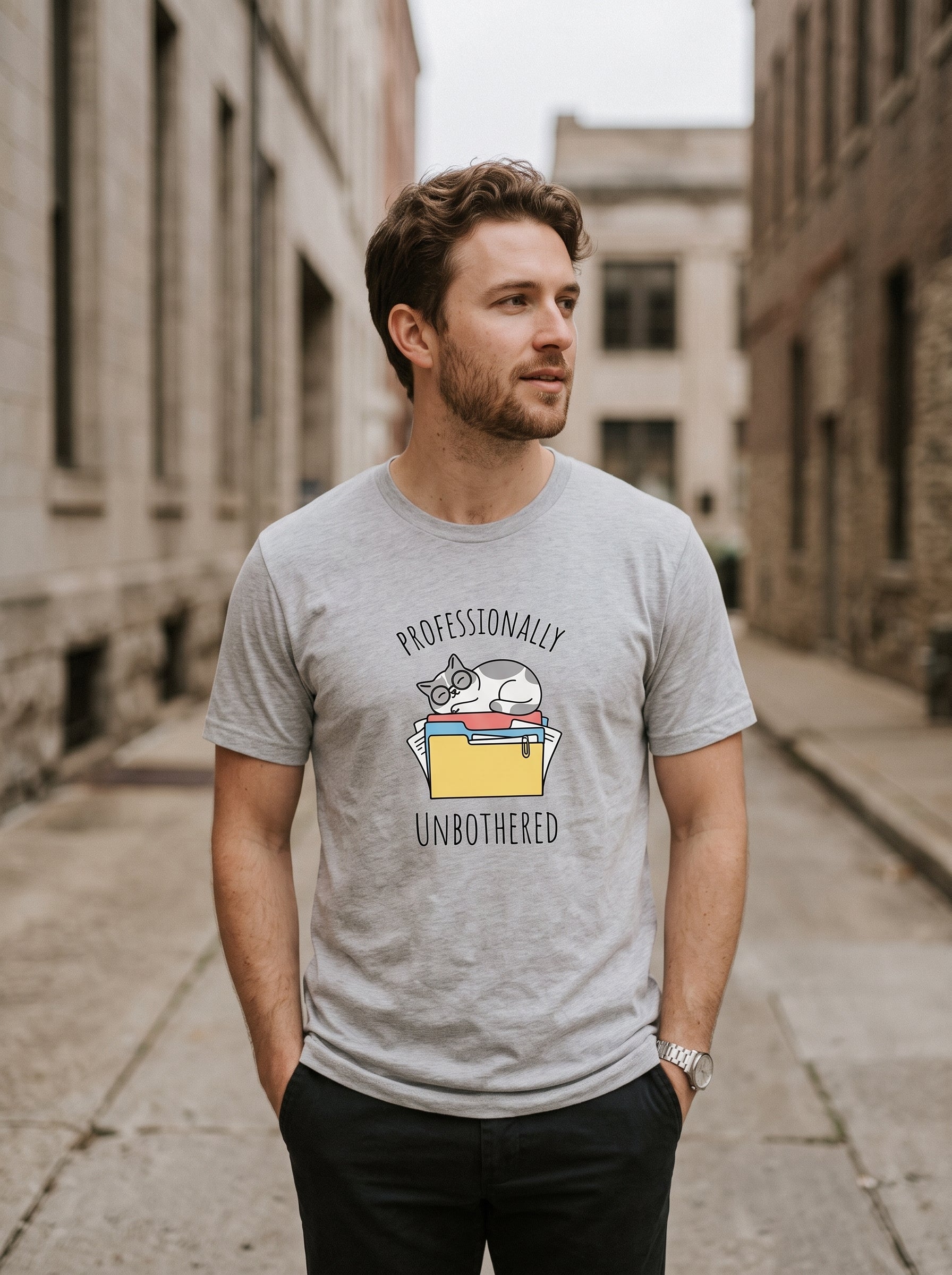 Professionally Unbothered Funny Cat T-Shirt | Eeviore