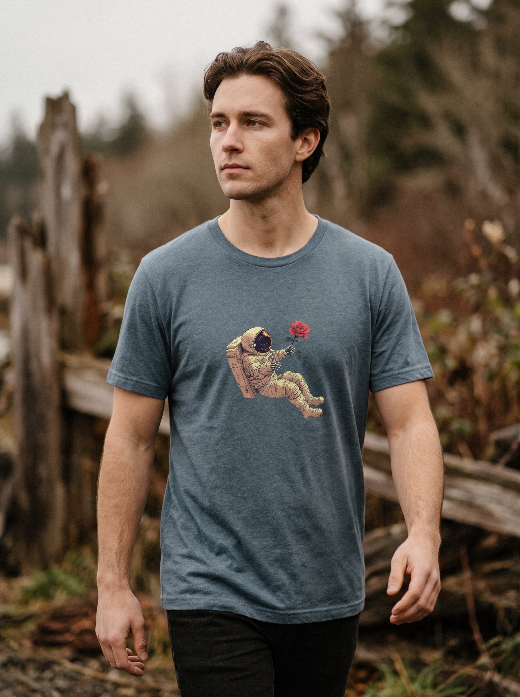 Astronaut with Rose Graphic T-Shirt | Eeviore
