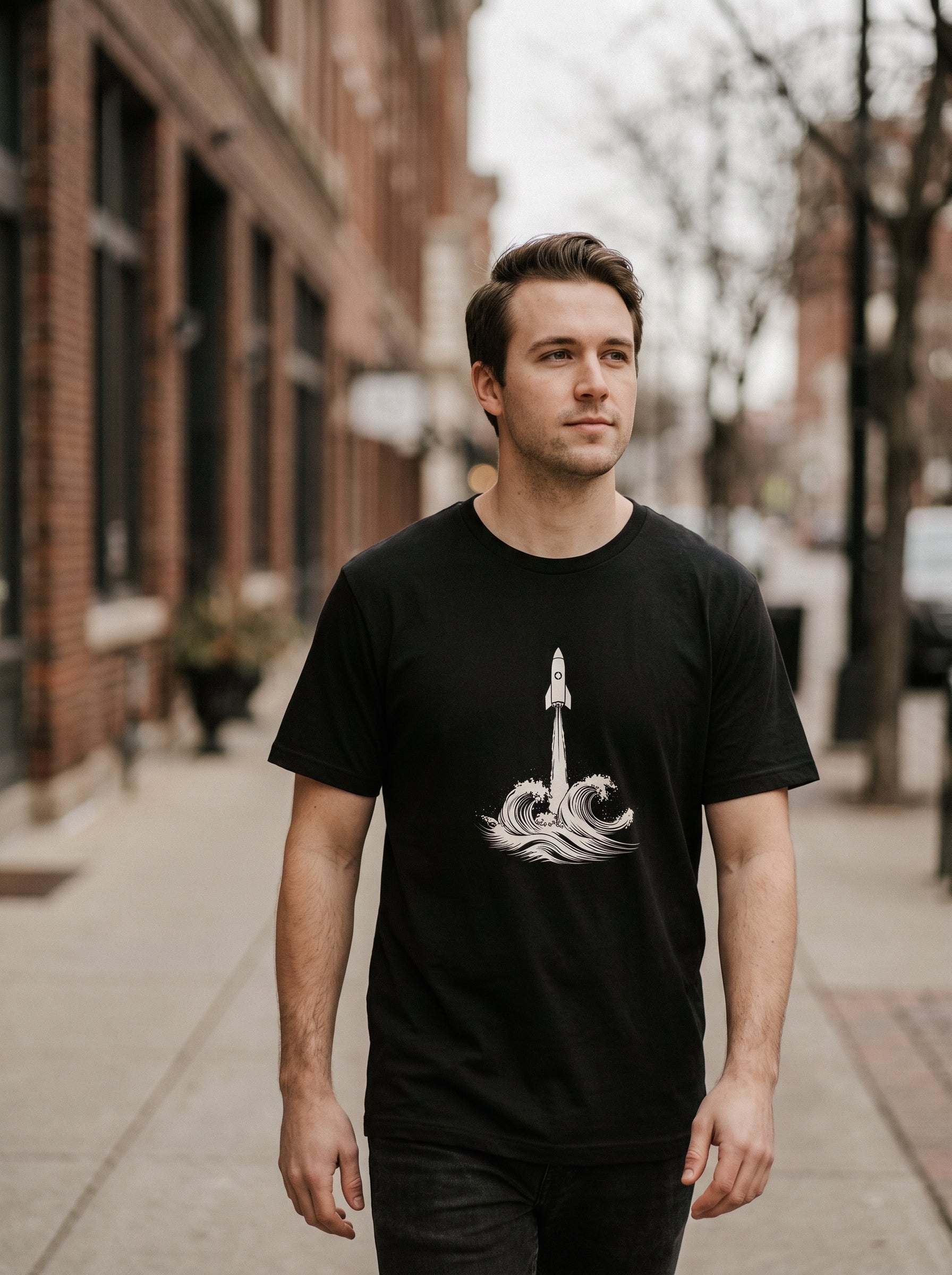 Rocket Launch Wave T-Shirt | Minimalist Graphic Tee | Eeviore