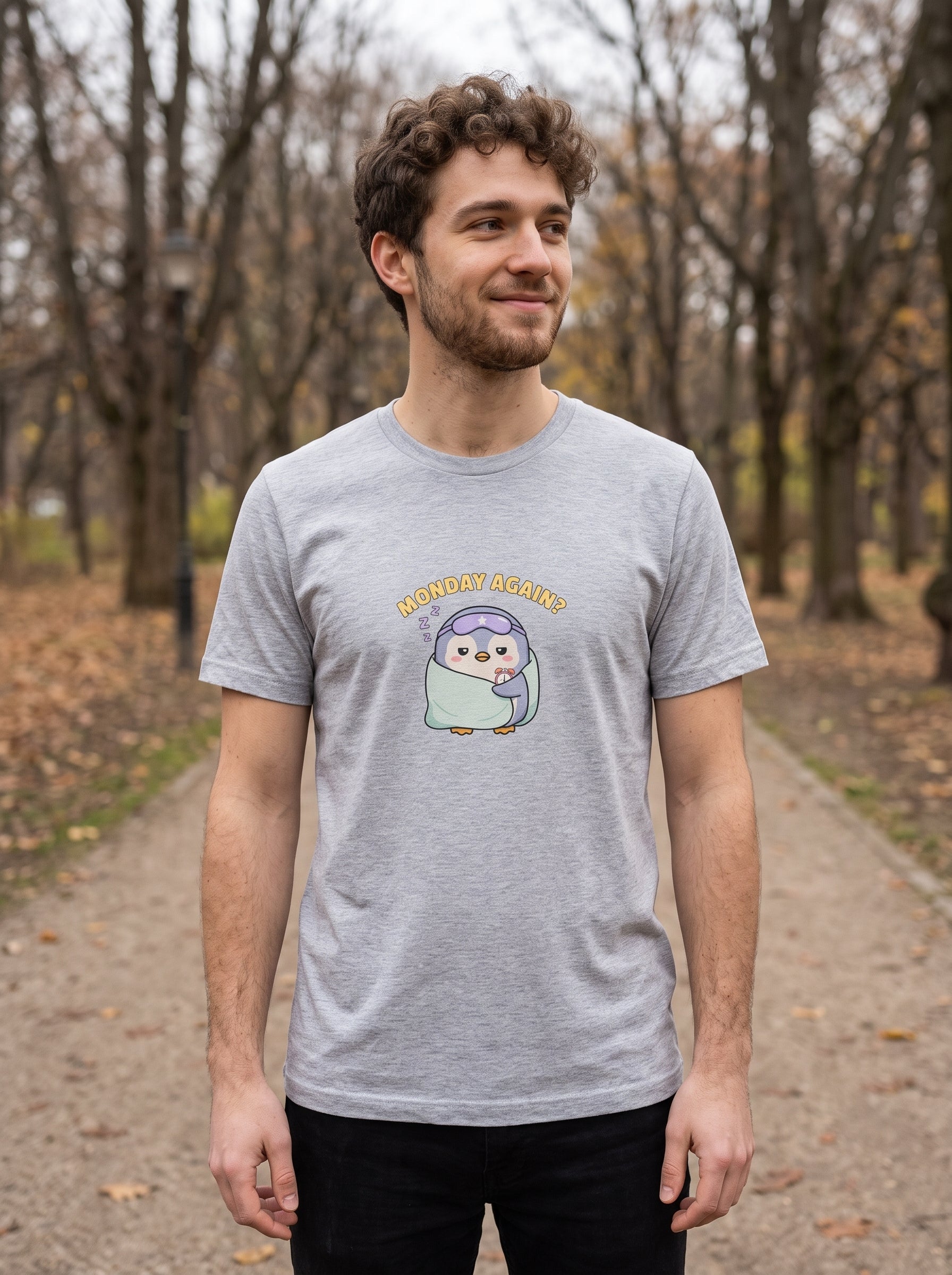 Monday Again Sleepy Penguin T-Shirt | Eeviore