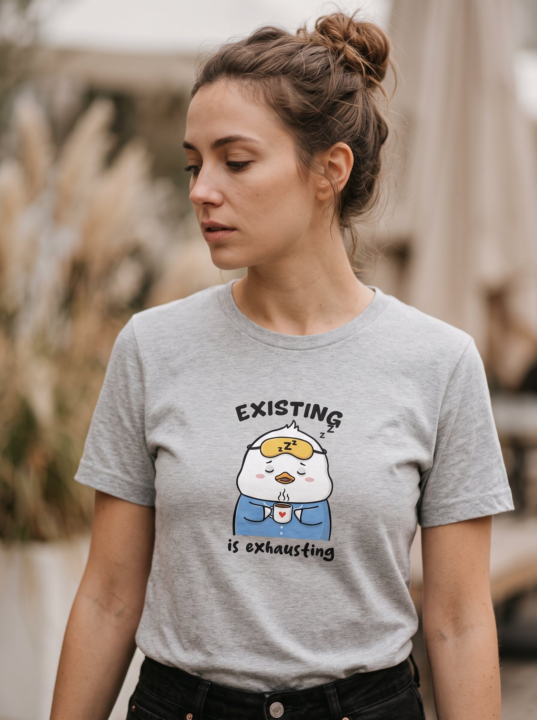 Existing Is Exhausting Funny Duck T-Shirt | Eeviore
