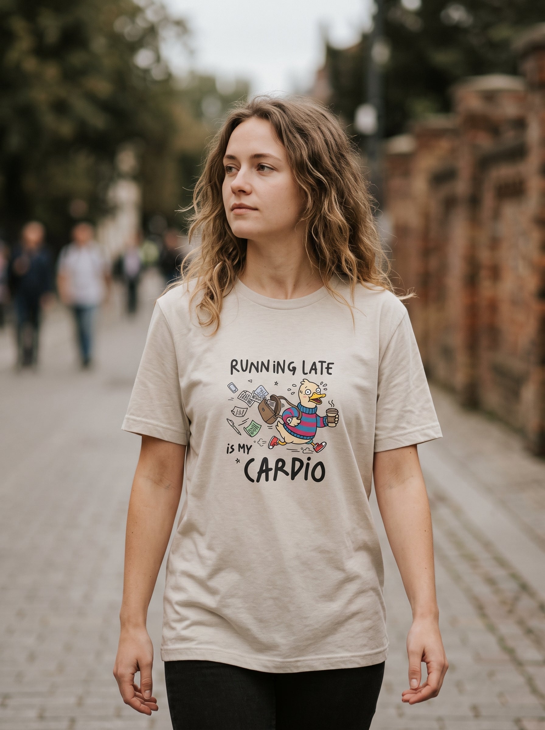 Running Late Is My Cardio Funny Goose T-Shirt | Eeviore