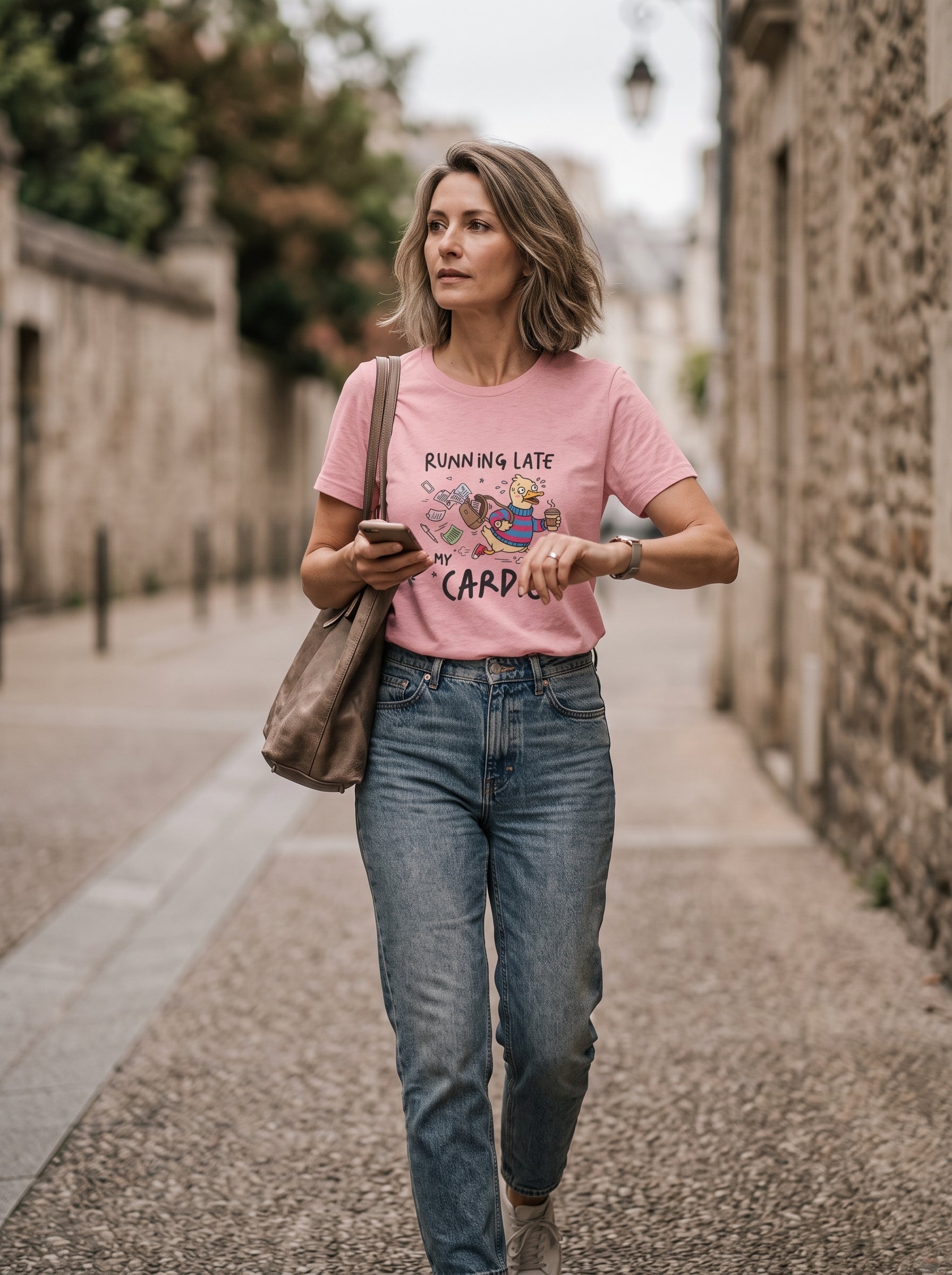 Running Late Is My Cardio Funny Goose T-Shirt | Eeviore