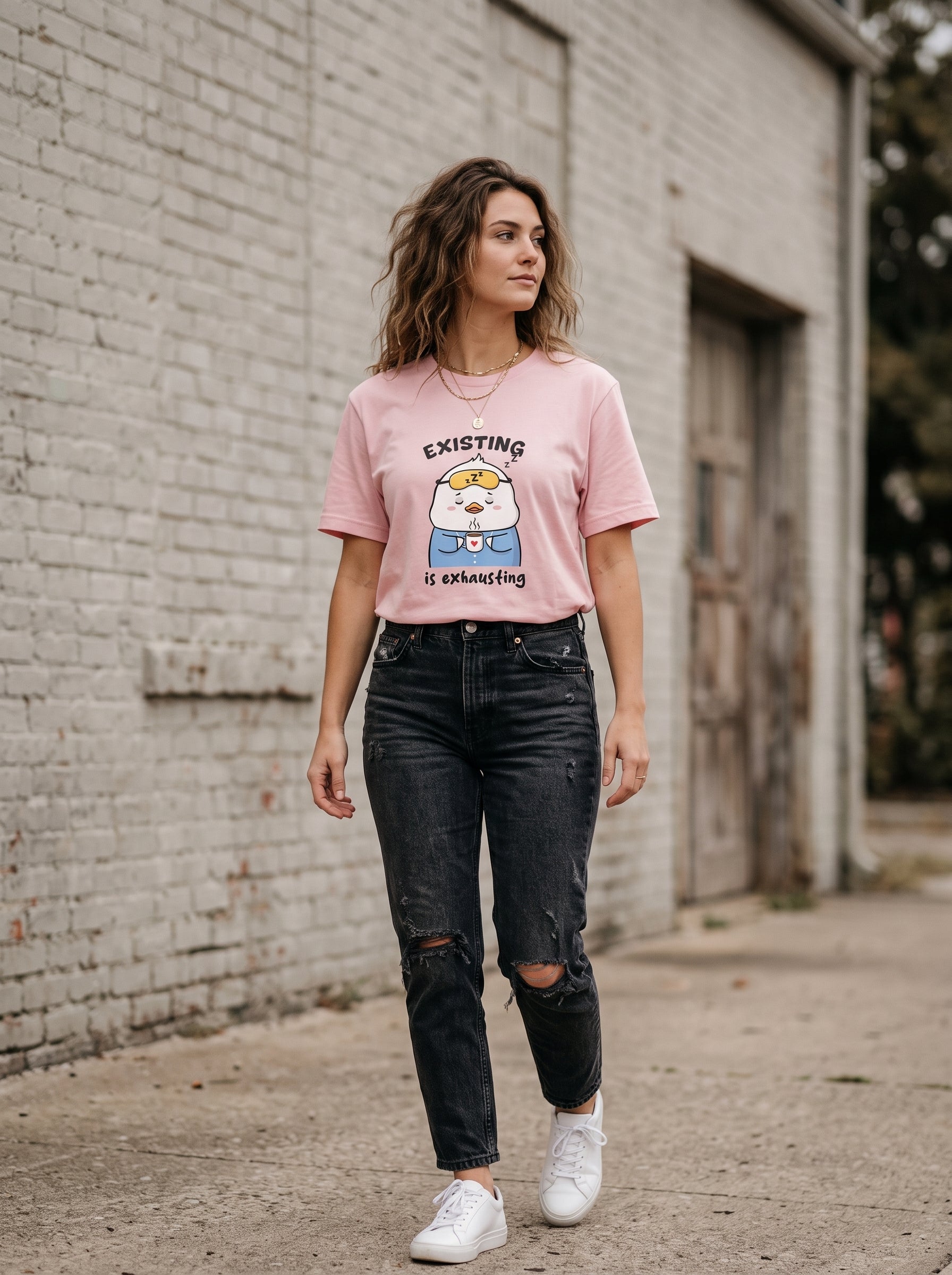Existing Is Exhausting Funny Duck T-Shirt | Eeviore
