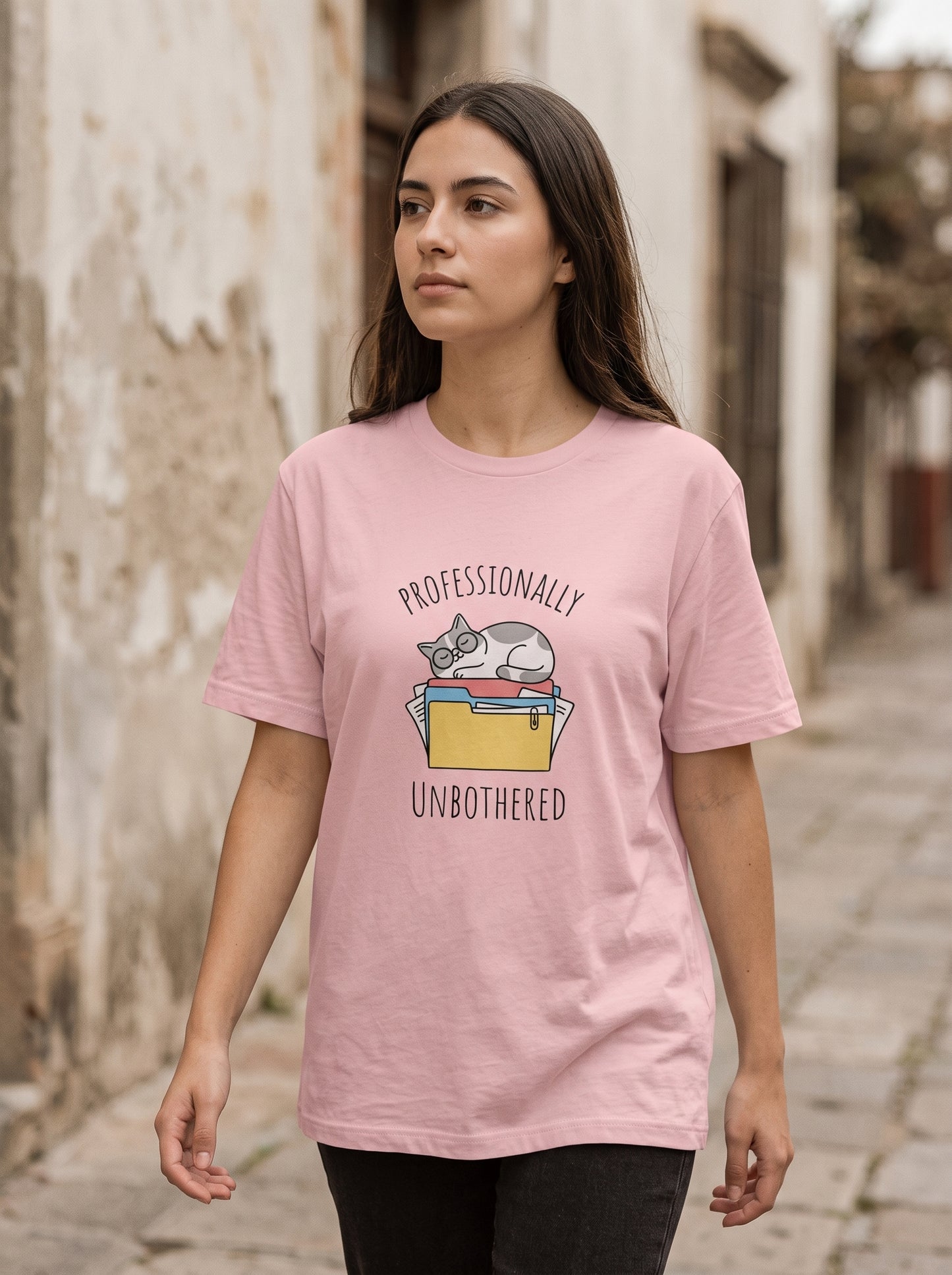 Professionally Unbothered Funny Cat T-Shirt | Eeviore