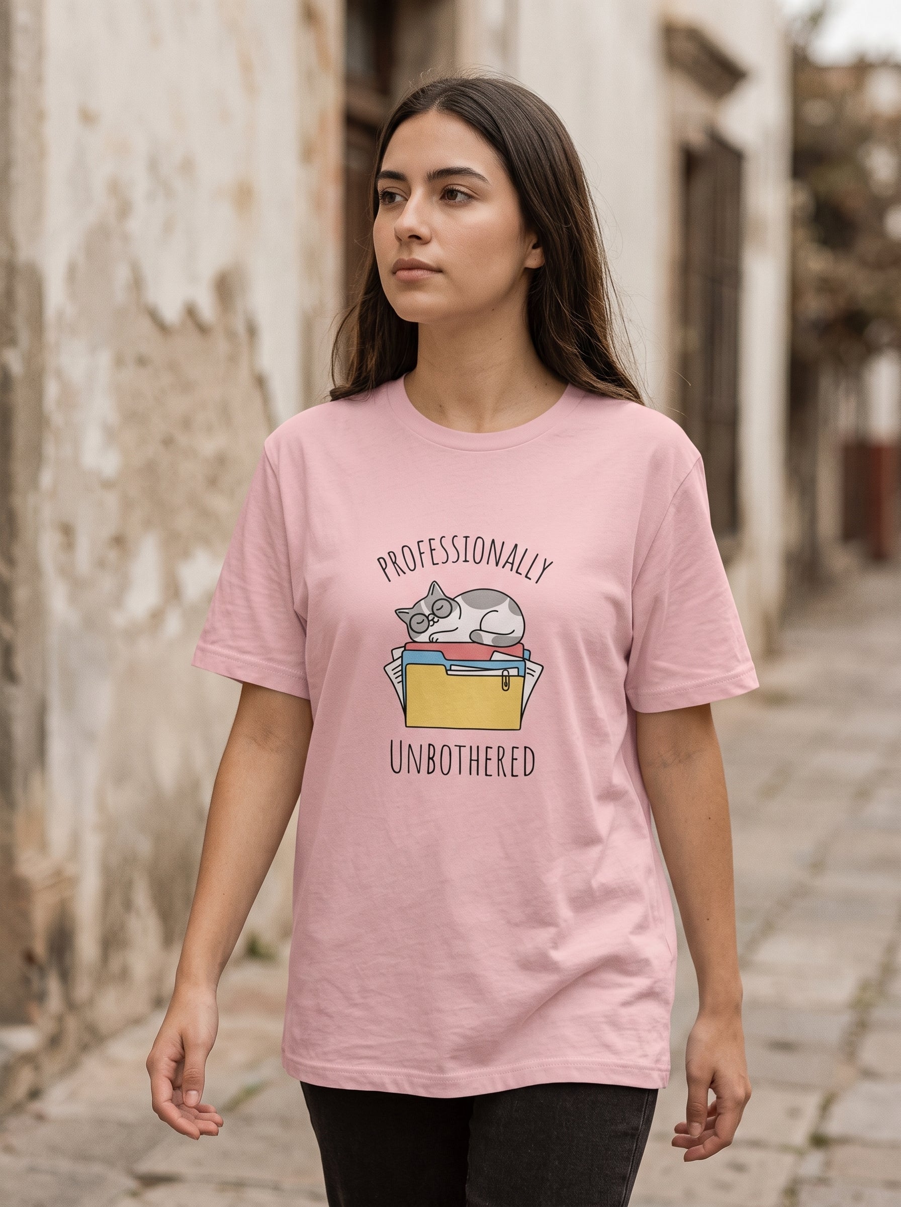 Professionally Unbothered Funny Cat T-Shirt | Eeviore
