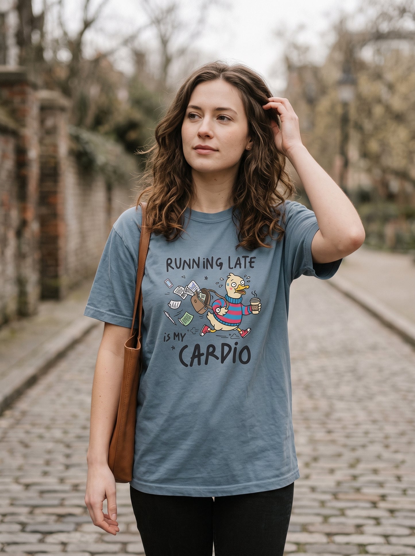 Running Late Is My Cardio Funny Goose T-Shirt | Eeviore