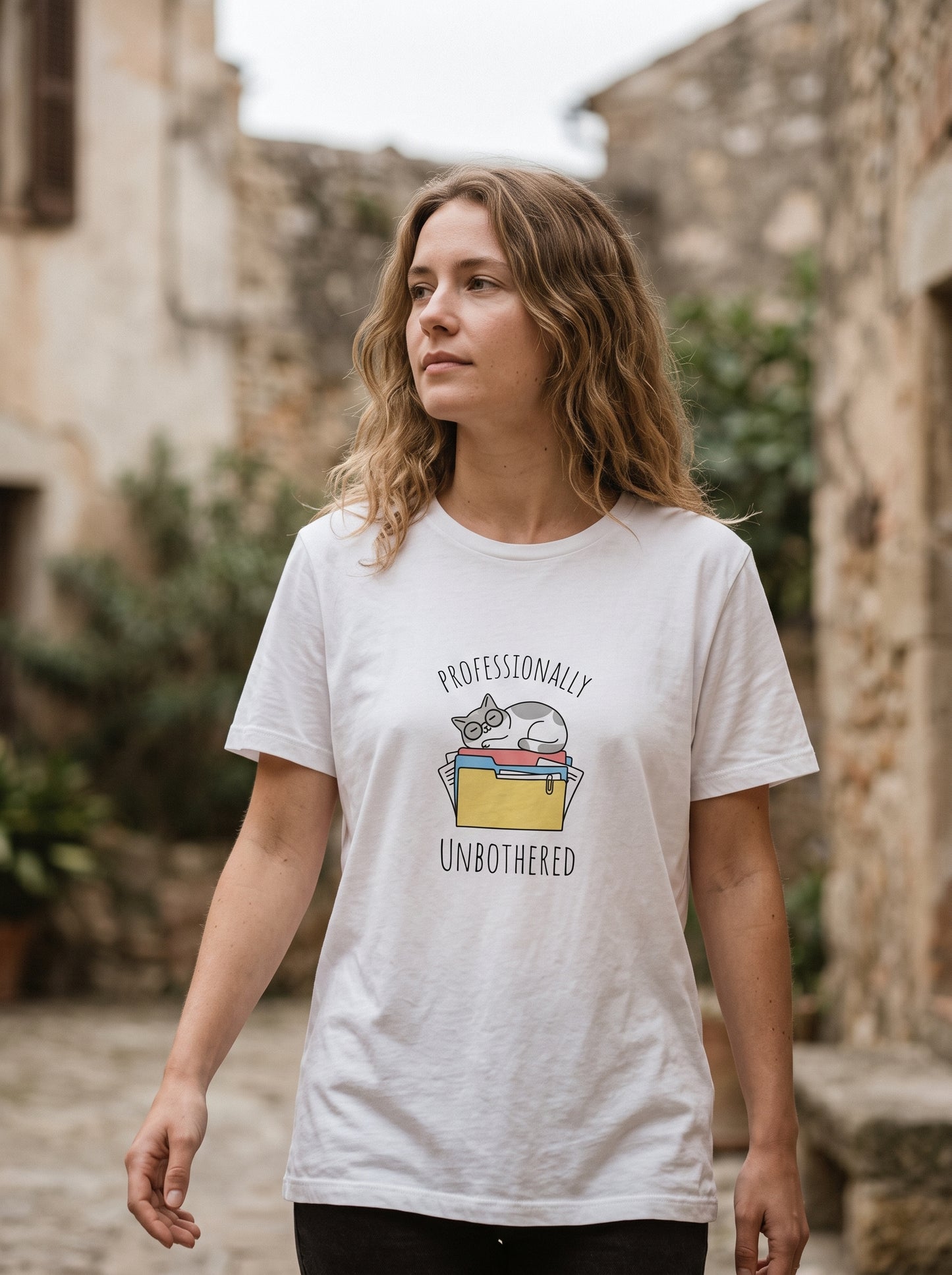 Professionally Unbothered Funny Cat T-Shirt | Eeviore