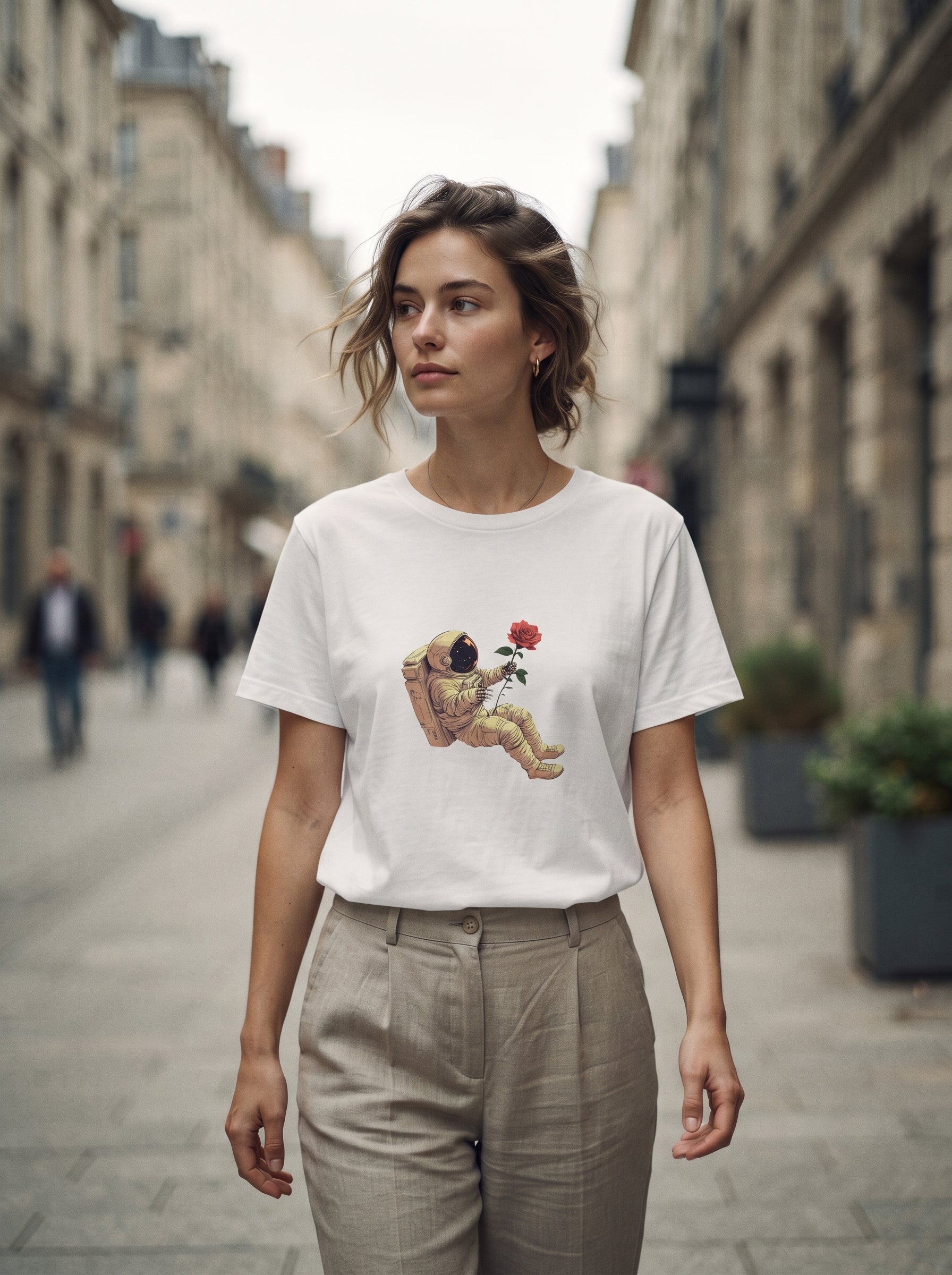 Astronaut with Rose Graphic T-Shirt | Eeviore