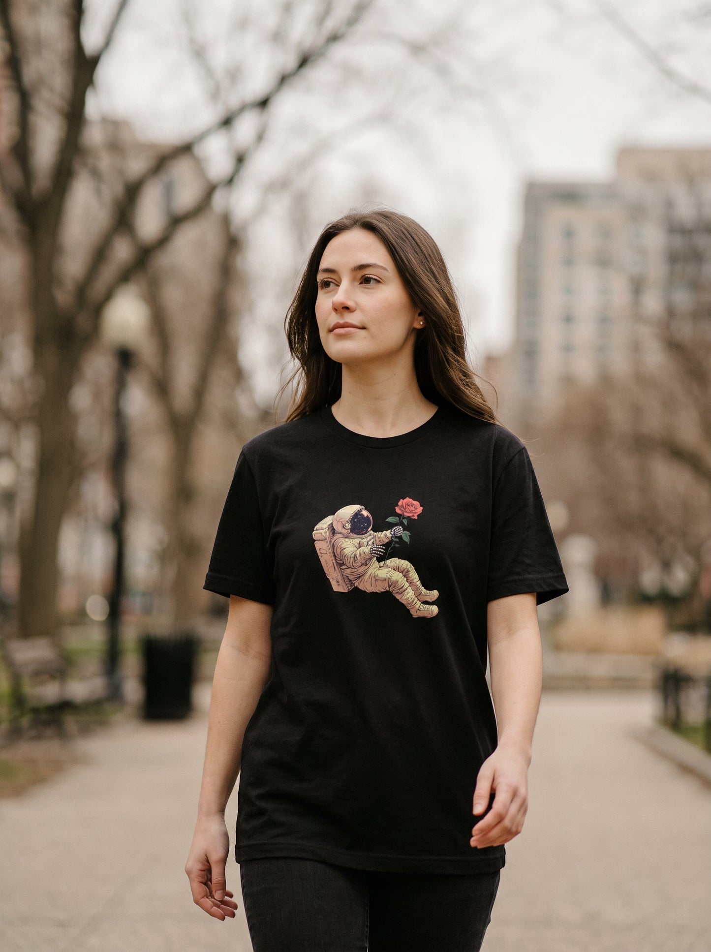 Astronaut with Rose Graphic T-Shirt | Eeviore