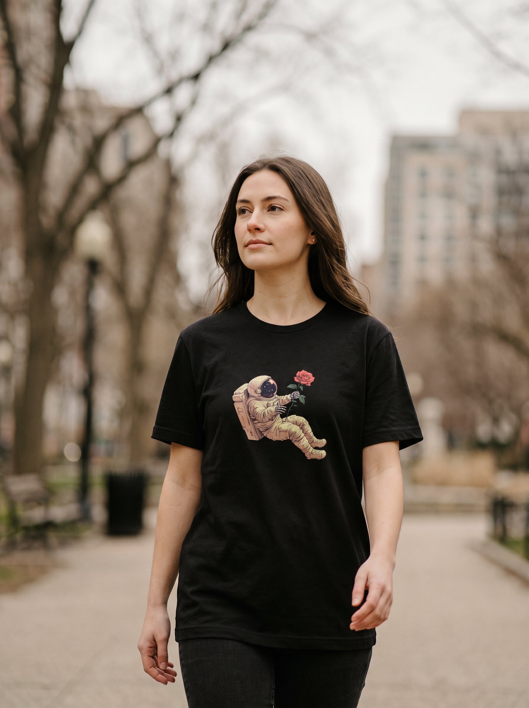 Astronaut with Rose Graphic T-Shirt | Eeviore