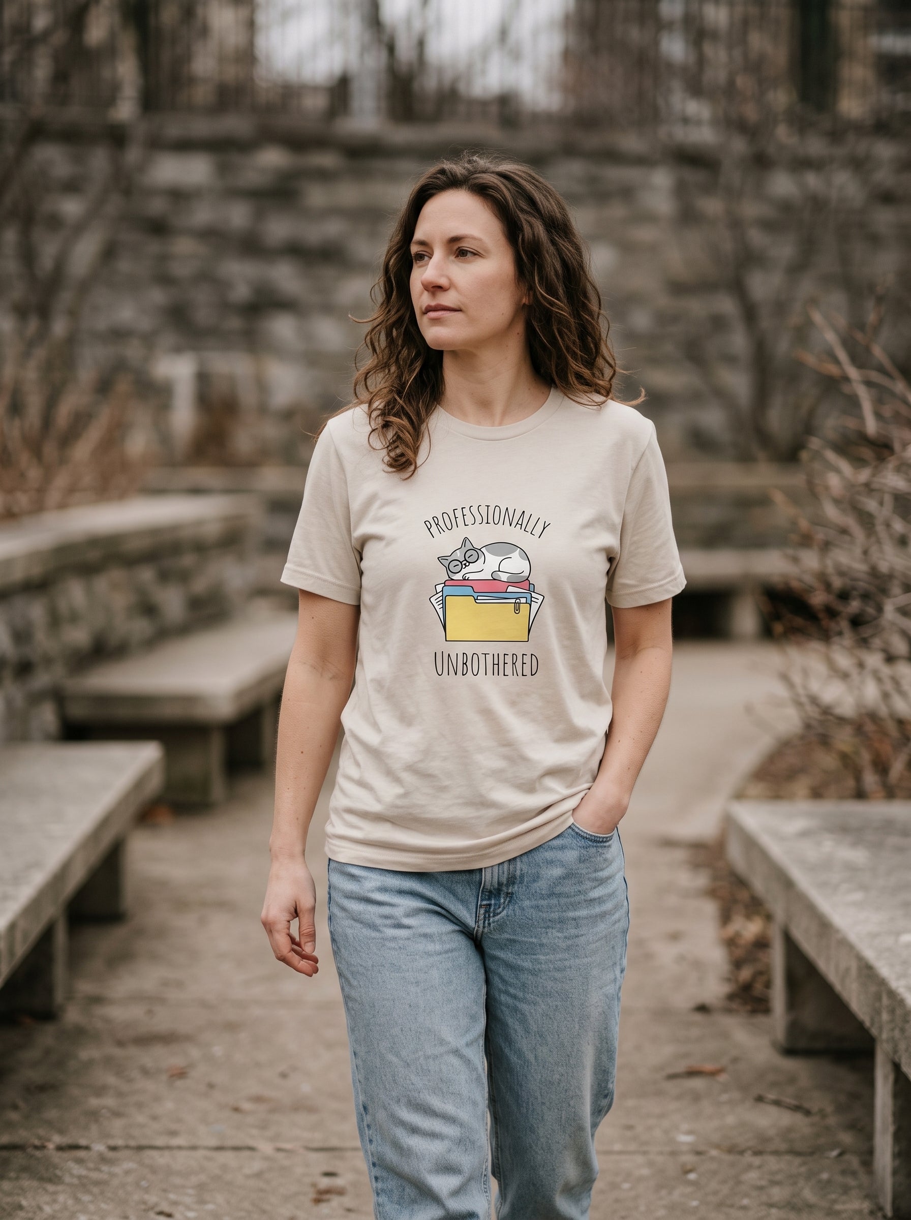 Professionally Unbothered Funny Cat T-Shirt | Eeviore