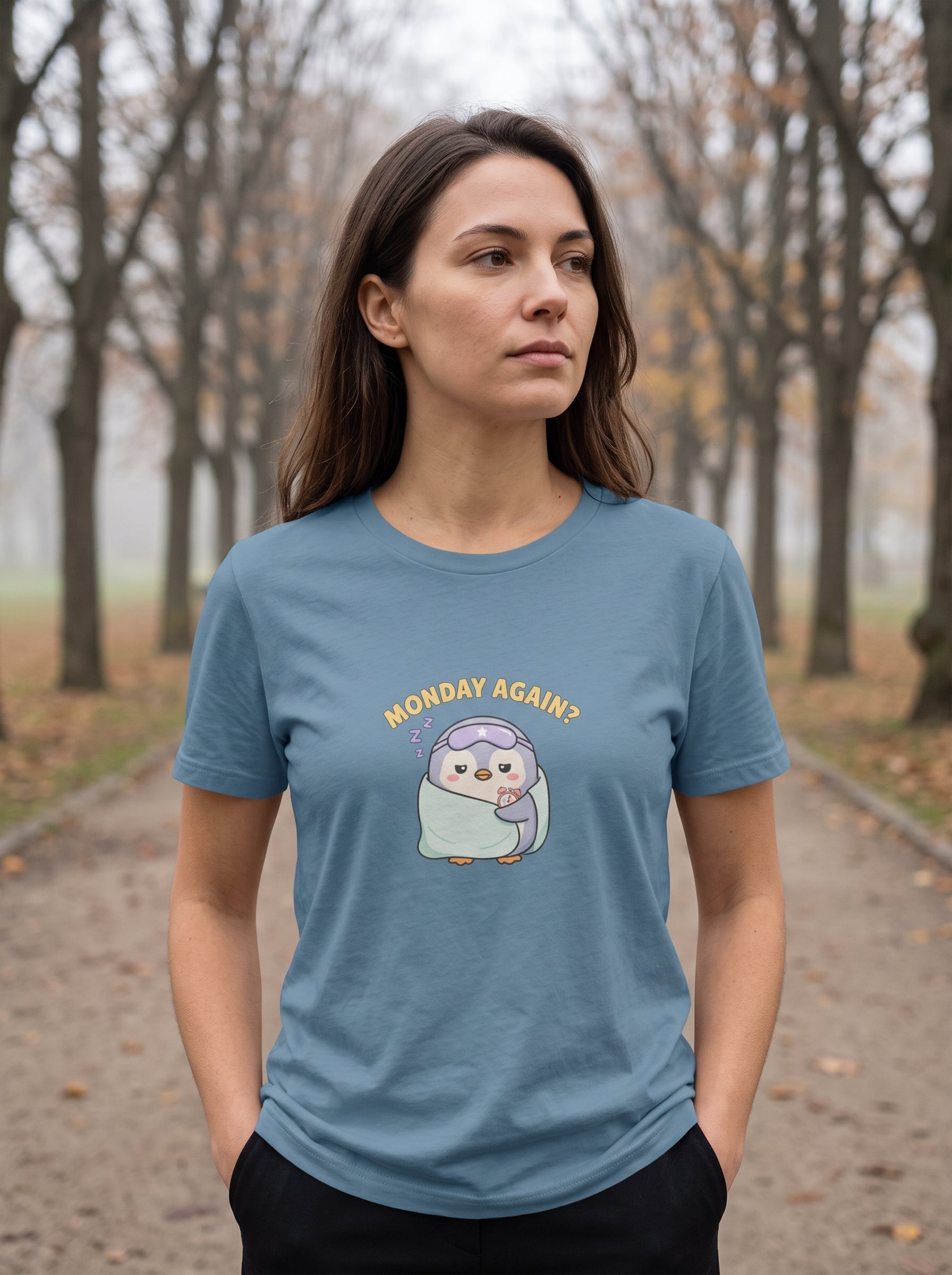 Monday Again Sleepy Penguin T-Shirt | Eeviore